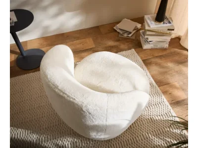 Detail produktu DELIFE Lounge kreslo Pulo 80x80 cm plyšový manšester krémovo biela