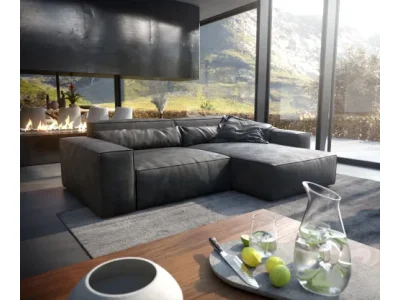 DELIFE Rohová pohovka Sirpio XL 270x170 cm imitácia kože vintage antracitová variabilné ležadlo