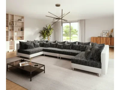 DELIFE Pohovka v tvare U Clovis XL biela čierna modulárna