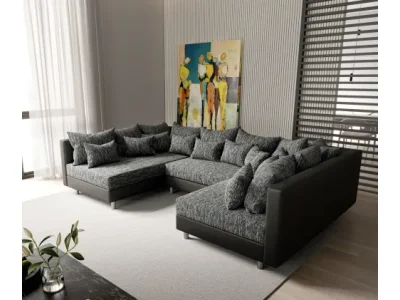 DELIFE Pohovka v tvare U Clovis čierna modulárna pohovka modulárny systém