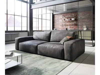 DELIFE Veľká pohovka Lanzo 230x95 cm imitácia kože vintage antracitová