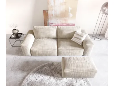 Detail produktu DELIFE Veľká pohovka Lanzo 230x95 cm manšester béžová s taburetom