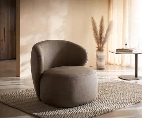 DELIFE Lounge kreslo Pulo 80x80 cm mikrovlákno taupe vintage