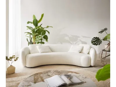 DELIFE Pohovka Larna 260x120 cm bouclé bielo-krémová