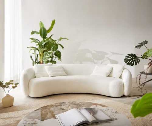 DELIFE Pohovka Larna 260x120 cm bouclé bielo-krémová