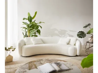 Detail produktu DELIFE Pohovka Larna 260x120 cm bouclé bielo-krémová