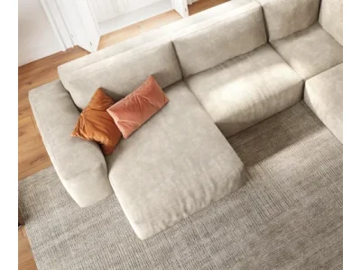 Detail produktu DELIFE Pohovka v tvare U Lanzo XL 360x260 cm manšester béžová variabilné ležadlo