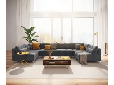 Detail produktu DELIFE Pohovka v tvare U Elio XL 400x185 cm mikrovlákno grafitová