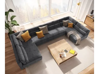 DELIFE Pohovka v tvare U Elio XL 400x185 cm mikrovlákno grafitová