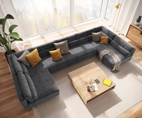 DELIFE Pohovka v tvare U Elio XL 400x185 cm mikrovlákno grafitová