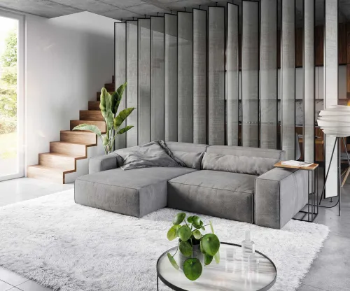 DELIFE Rohová pohovka Sirpio XL 270x170 cm mikrovlákno taupe variabilné ležadlo