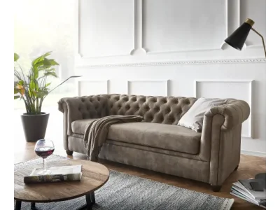 DELIFE Pohovka Chesterfield 3-miestna 200x88 cm vintage taupe pohovka