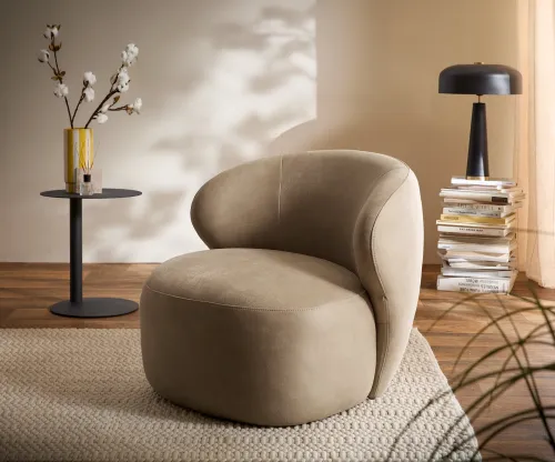 DELIFE Lounge kreslo Pulo 80x80 cm mikrovlákno béžová vintage