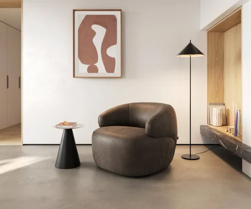 DELIFE Lounge kreslo Nova 88x88 cm mikrovlákno taupe vintage