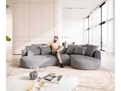 Detail produktu DELIFE Pohovka Edina 330x170 cm mikrovlákno sivá