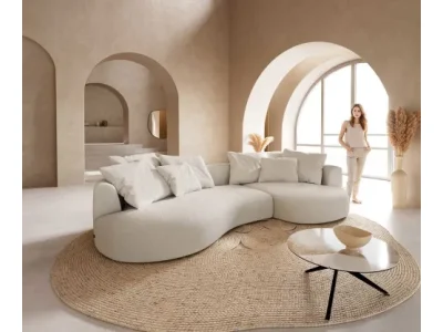 DELIFE Pohovka Edina 330x170 cm bouclé bielo-krémová