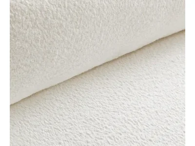 Detail produktu DELIFE Rohová pohovka Sirpio XL 270x170 cm bouclé bielo-krémová ležadlo variabilné s taburetom