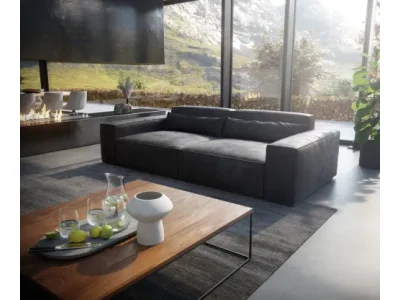 Detail produktu DELIFE Veľká pohovka Sirpio XL 270x130 cm imitácia kože vintage antracitová