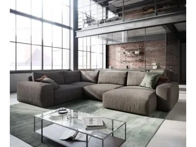 DELIFE Pohovka v tvare U Lanzo XL 360x260 cm mikrovlákno khaki-hnedá variabilné ležadlo