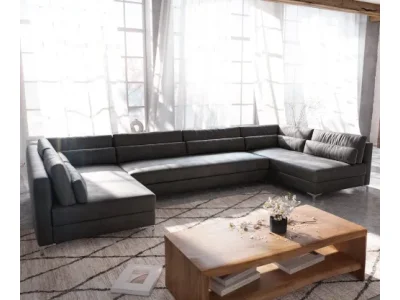 DELIFE Pohovka v tvare U Elio XL 400x185 cm imitácia kože vintage antracitová