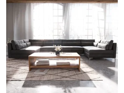 Detail produktu DELIFE Pohovka v tvare U Elio XL 400x185 cm imitácia kože vintage antracitová