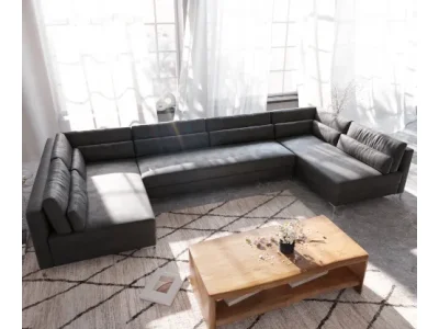 Detail produktu DELIFE Pohovka v tvare U Elio XL 400x185 cm imitácia kože vintage antracitová