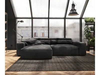 Detail produktu DELIFE Rohová pohovka Sirpio XL 270x170 cm mikrovlákno čierna variabilné ležadlo