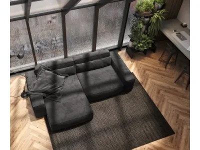 Detail produktu DELIFE Rohová pohovka Sirpio XL 270x170 cm mikrovlákno čierna variabilné ležadlo