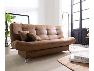 DELIFE Rozkladacia pohovka Viola 190x90 cm hnedá vintage vzhľad s úložným priestorom