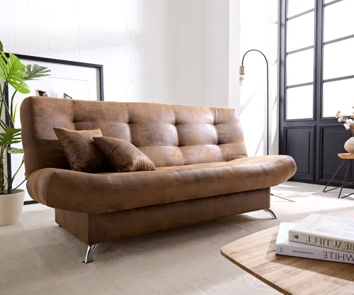 DELIFE Rozkladacia pohovka Viola 190x90 cm hnedá vintage vzhľad s úložným priestorom