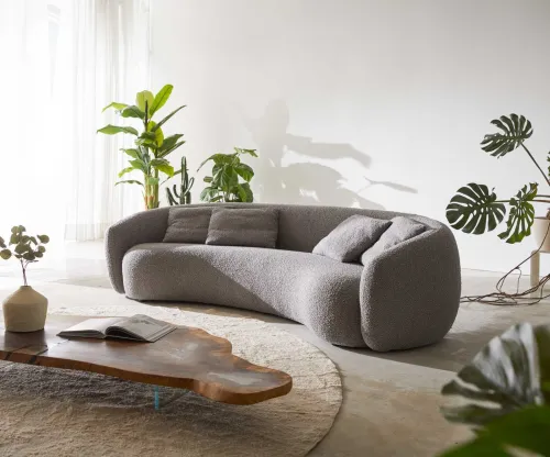 DELIFE Pohovka Larna 260x120 cm bouclé strieborno-sivá