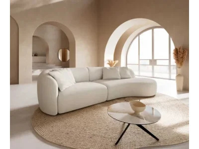 DELIFE Pohovka Mairi 330x160 cm bouclé bielo-krémová