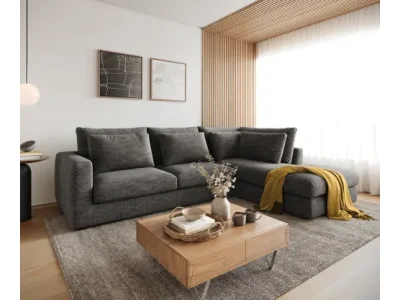 Detail produktu DELIFE Rohová pohovka Isla 330x225 cm šenilka antracitová ležadlo pravá