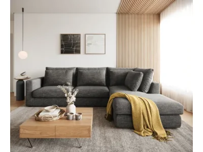 Detail produktu DELIFE Rohová pohovka Isla 330x225 cm šenilka antracitová ležadlo pravá