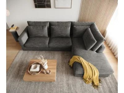 Detail produktu DELIFE Rohová pohovka Isla 330x225 cm šenilka antracitová ležadlo pravá