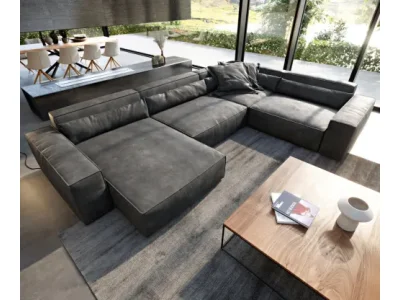 Detail produktu DELIFE Pohovka v tvare U Sirpio XL 360x260 cm imitácia kože vintage antracitová variabilné ležadlo