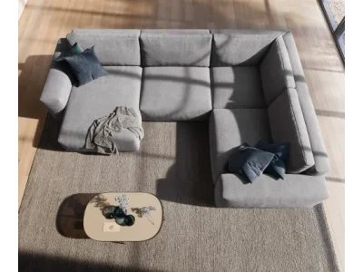 Detail produktu DELIFE Pohovka v tvare U Lanzo XL 360x260 cm mikrovlákno sivá ležadlo variabilné