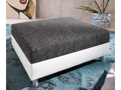 DELIFE Taburet Clovis B98 x T83 biela čierna modulárny štruktúrovaná látka