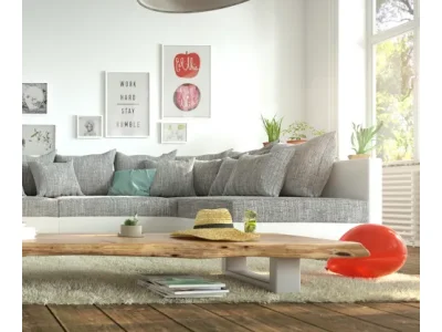 Detail produktu DELIFE Pohovka v tvare U Clovis XL biela svetlosivá taburet opierka modulárny