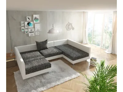 Detail produktu DELIFE Pohovka v tvare U Clovis biela čierna modulárna pohovka