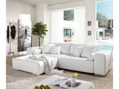 Detail produktu DELIFE Veľká pohovka Marbeya 290x110 cm biela s funkciou rozloženia