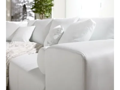 Detail produktu DELIFE Veľká pohovka Marbeya 290x110 cm biela s funkciou rozloženia