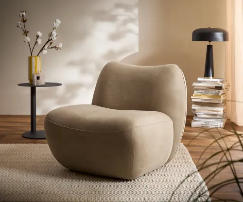 DELIFE Lounge kreslo Zena 75x85 cm mikrovlákno béžová vintage