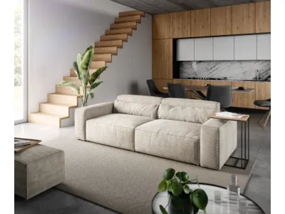 DELIFE Veľká pohovka Sirpio 230x95 cm manšester béžová s taburetom