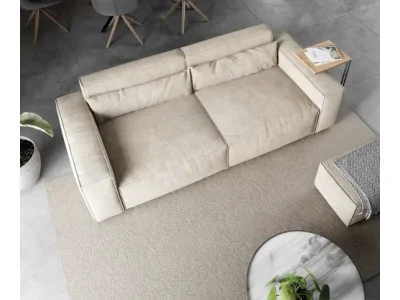 Detail produktu DELIFE Veľká pohovka Sirpio 230x95 cm manšester béžová s taburetom