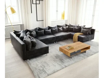 DELIFE Pohovka v tvare U Clovis XL antracitová vintage modulárna pohovka