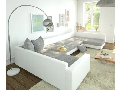 DELIFE Pohovka v tvare U Clovis XL biela svetlosivá modulárna pohovka opierka