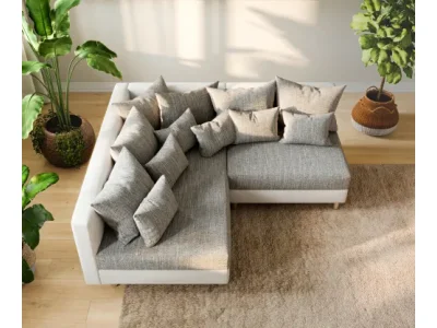 DELIFE Rohová pohovka Clovis biela svetlosivá ležadlo ľavá modulárna pohovka