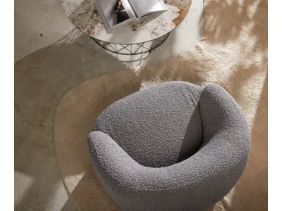 Detail produktu DELIFE Lounge kreslo Nova 88x88 cm bouclé strieborno sivá