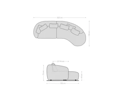 Detail produktu DELIFE Pohovka Mairi 330x160 cm mikrovlákno sivá